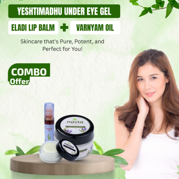 Bright Faze Combo 1 (Yeshtimadhu Under Eye Gel 15gm, Varnyam Oil 15ml, Eladi Lip Balm 10gm)       <br> FREE SHIPPING  !!!<br>